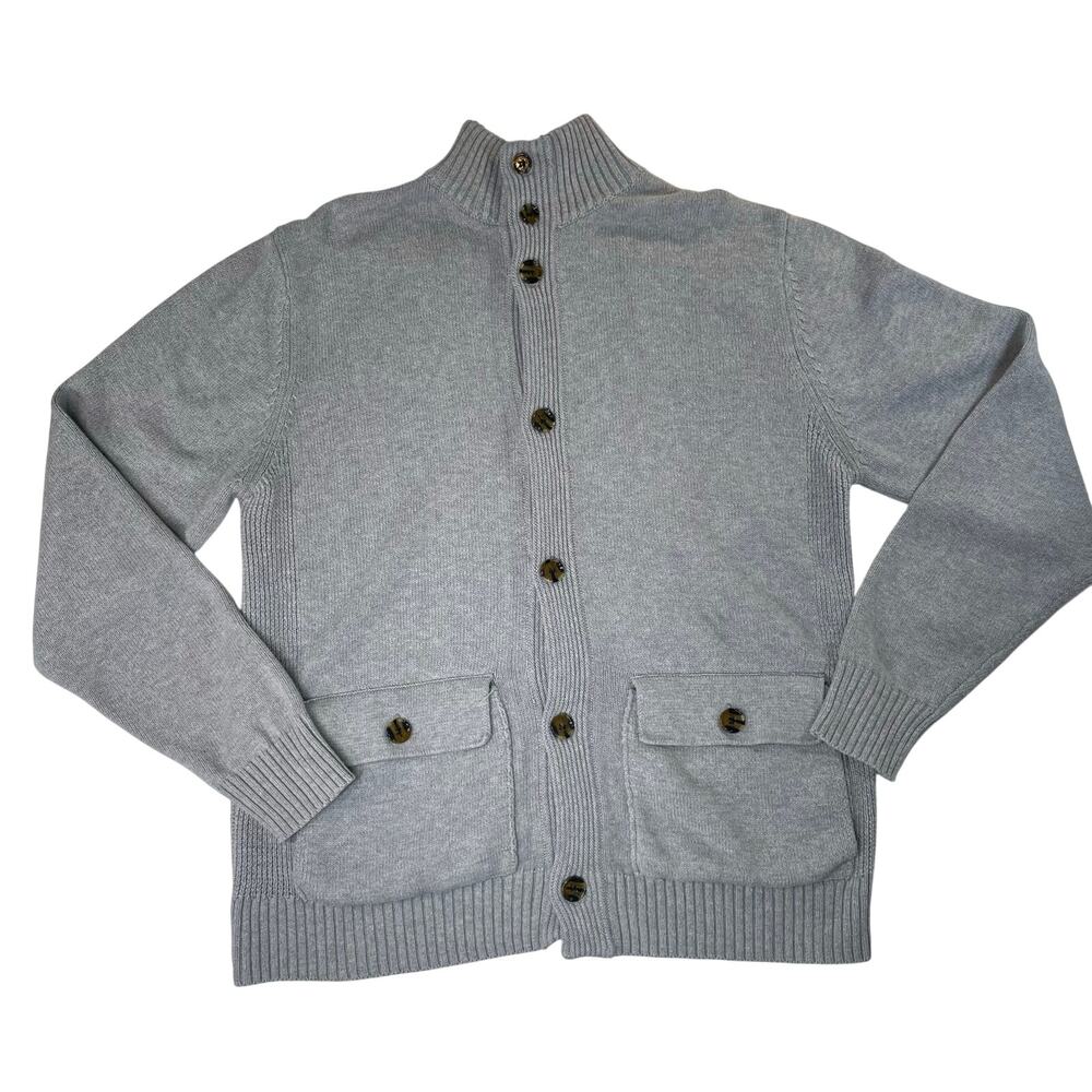 Five Four Gray Cardigan Sweater Men’s Medium Button Front Cotton Blend Casual